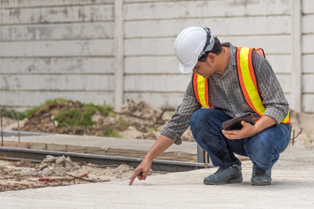 resurface-or-replace-driveway-melbourne Concrete driveway being assessed for resurfacing or replacement at a Melbourne home