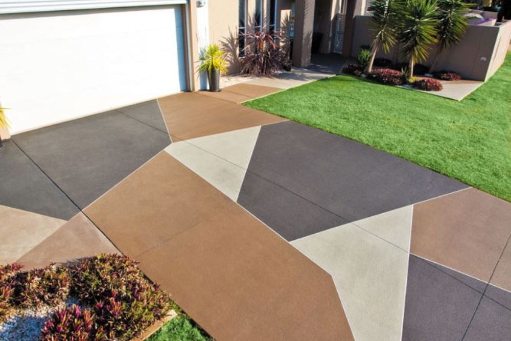 frankston-concrete-stencilling Stencilled concrete finish on a driveway in Frankston
