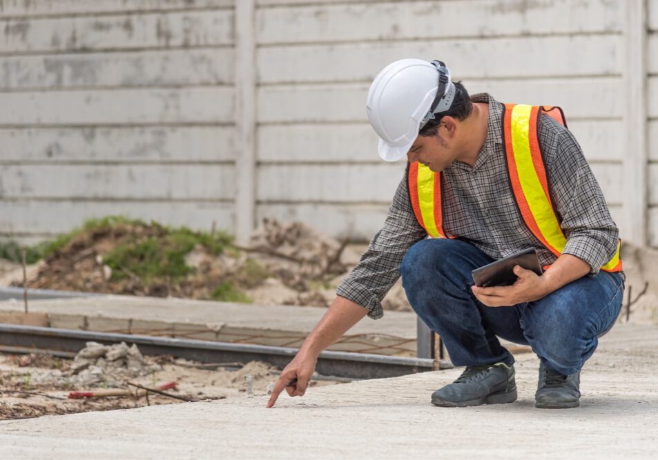 Concrete driveway being assessed for resurfacing or replacement at a Melbourne home